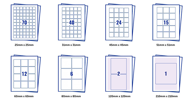 Sheet square label options